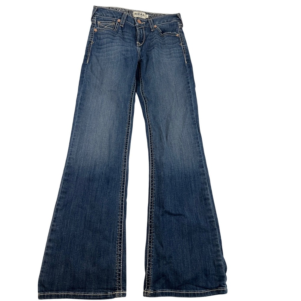 Ariat REAL Denim Girls 16 Medium Wash Bootcut Embroidered Jeans Mid Rise 30x27